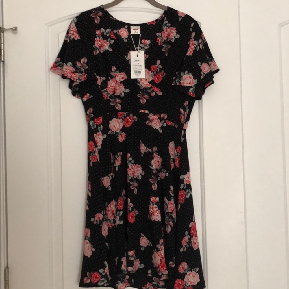 Black Flowery Castro Dress
